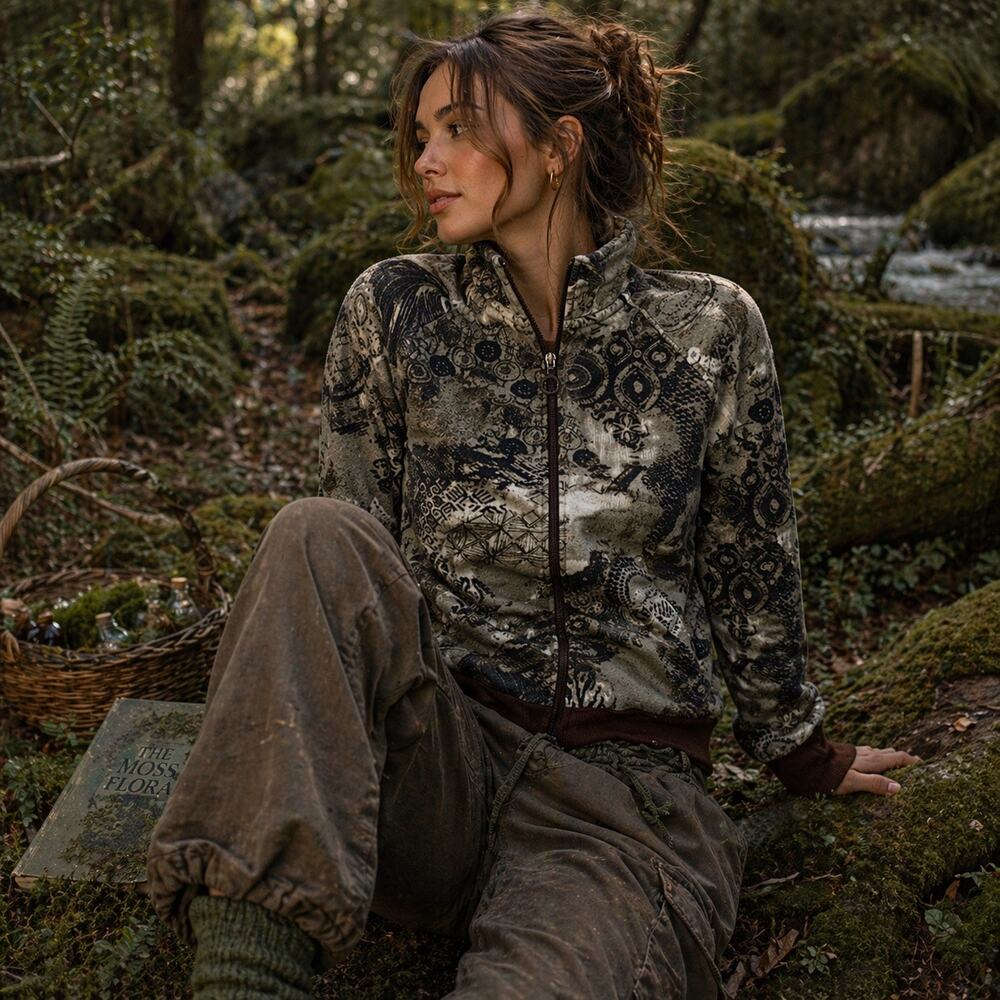 Goblincore Earthy Full Zip acket Comfy Grunge Whimsigoth Boho Layering Piece
